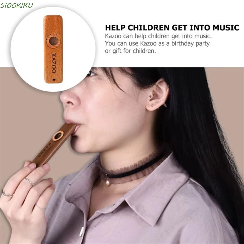 SIOOKIRU Gỗ Kazoo, Gỗ Có Dây Buộc Nhẹ Đi Kèm Kazoo, Nhạc Cụ Bền Có Thể Tháo Rời Nhạc Cụ Sáo Guitar U
