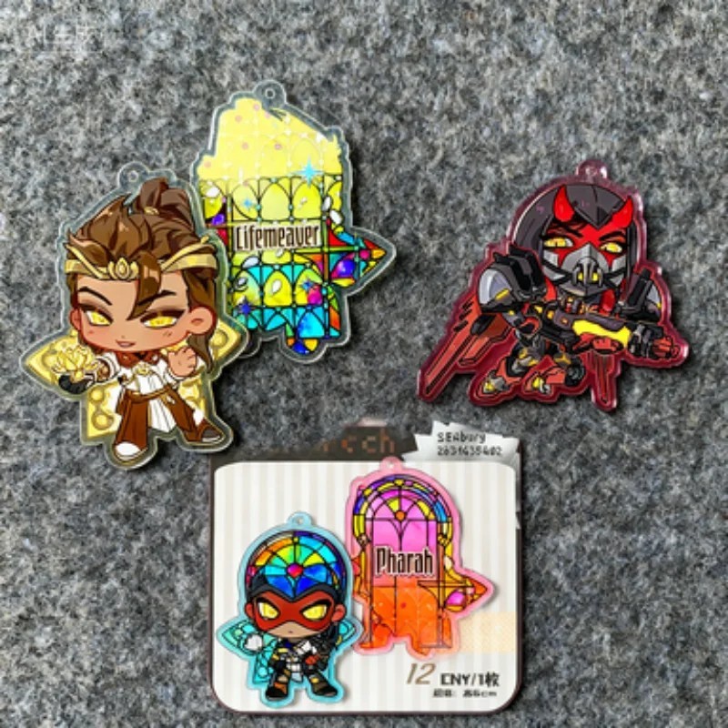 Móc khóa Overwatch mô hình mica acrylic HD Genji Hanzo Pharah Lifeweaver trang trí balo túi xách làm