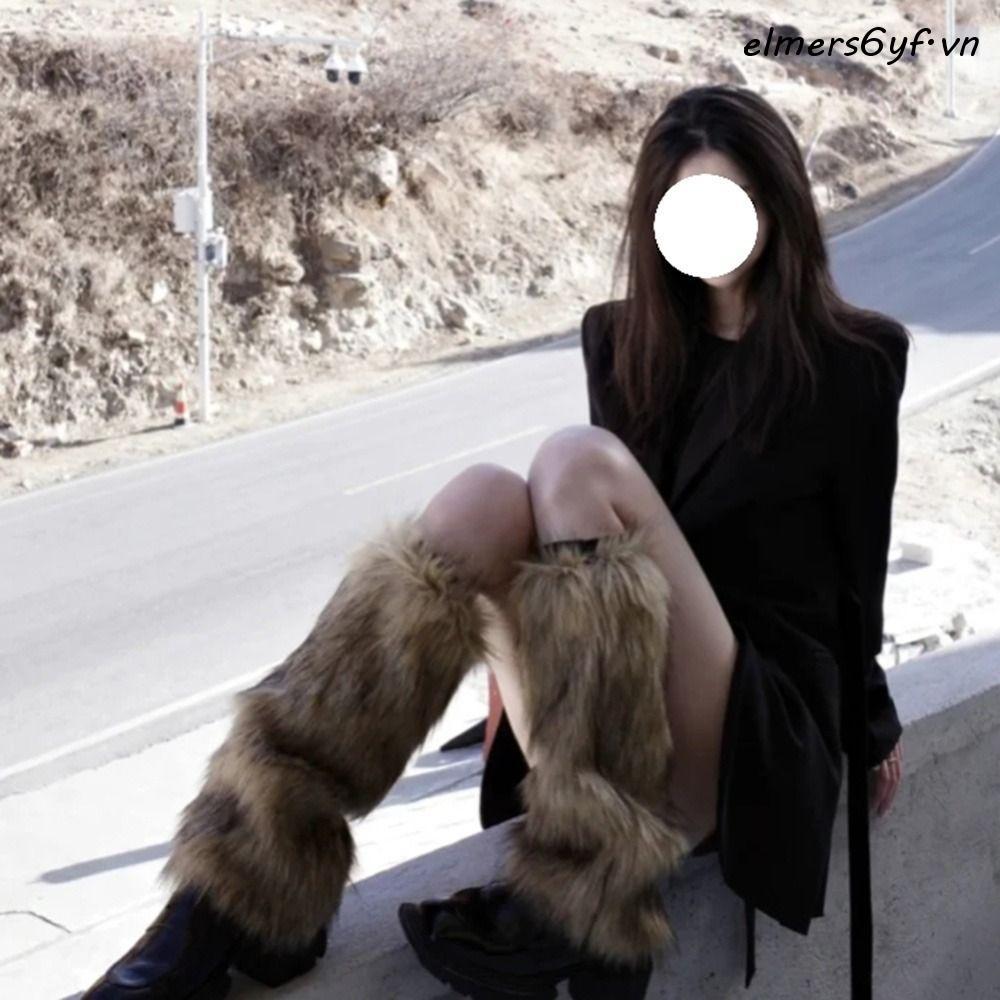 Giày bốt Elmer Lolita phong cách Nhật Bản với nơ lông chân ấm áp, phù hợp cho tất nữ