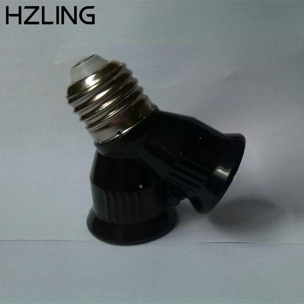 Ổ cắm bóng đèn HZLING E27, PC chống cháy E27 TO 2E27, Màu đen bền có đế LED cặp song sinh vít E27