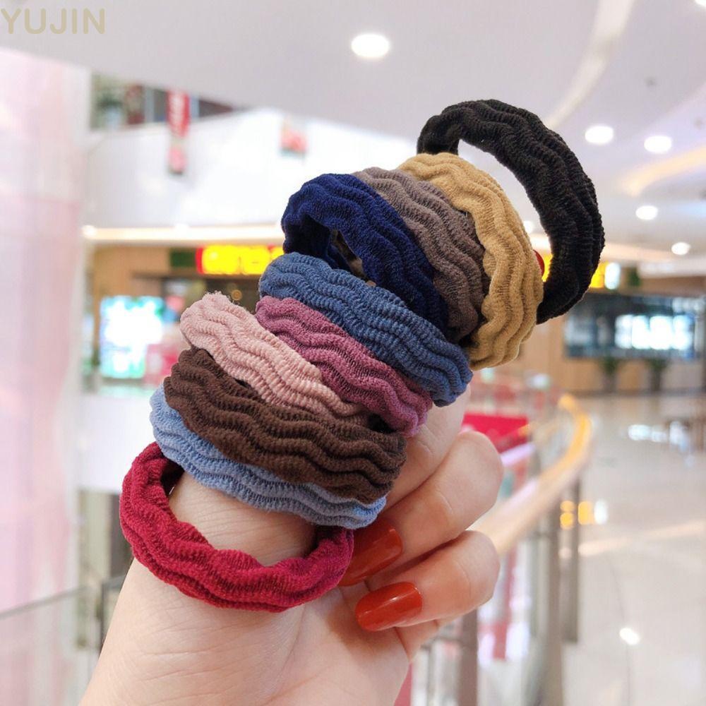 YUJIN 10 Dây Co Giãn Scrunchie Dày - Phụ Kiện Tóc Cho Bé Gái