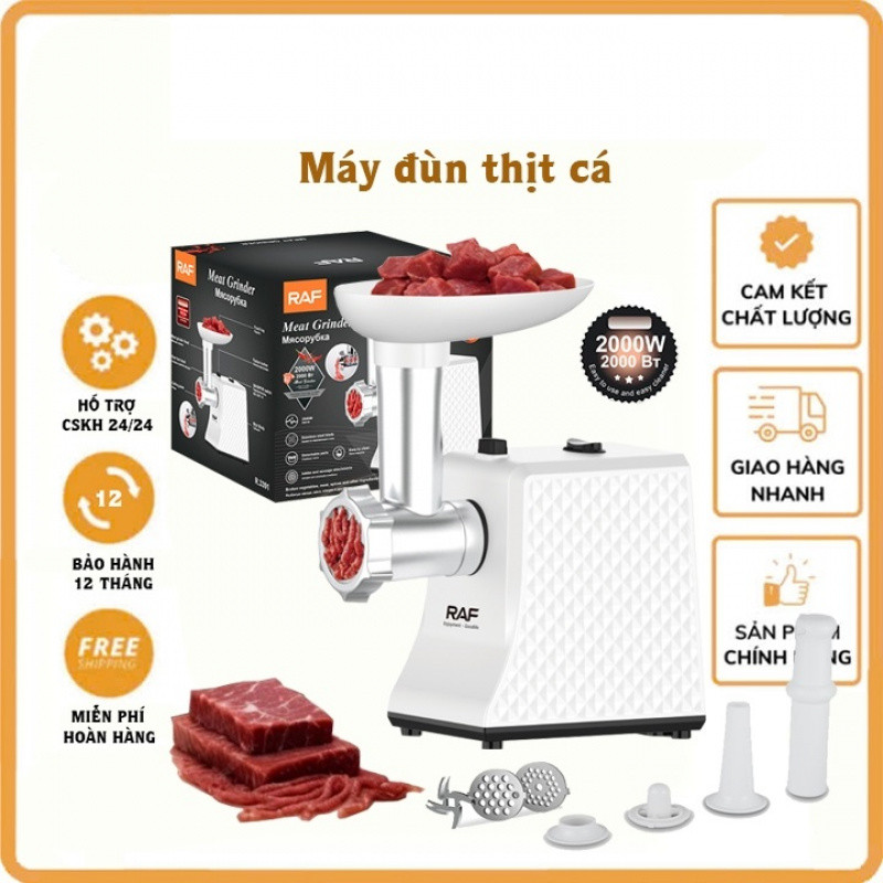 Máy xay thịt gia đình, máy đùn thịt công nghiệp, nhồi thịt RAF 2000W 