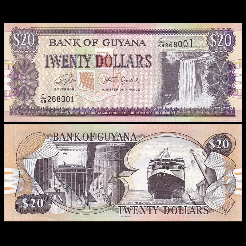 A Baozhen Guyana 20 Yuan Tiền Giấy Mỹ Tiền Ngoại tệ Thế giới Bộ sưu tập tiền tệ Đồng xu chính hãng 3