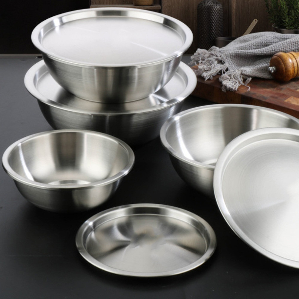 <cosyh>Stainless Steel Bowl 304 Stainless Steel Thickened Construction Smooth Interior