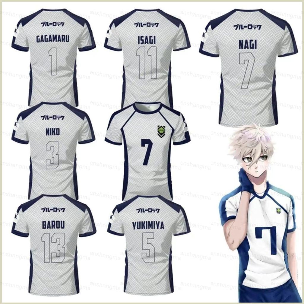 Áo Thun Mùa Hè Anime Blue Lock Barou Isagi NAGI Số 13, Tay Ngắn