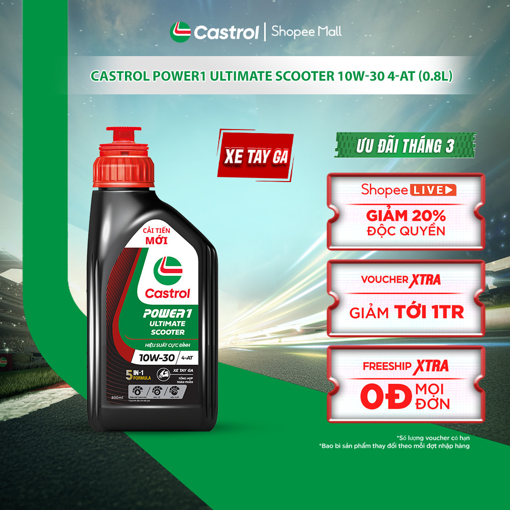 Dầu nhớt xe tay ga Castrol POWER1 ULTIMATE SCOOTER 10W-30 4-AT (0.8L)