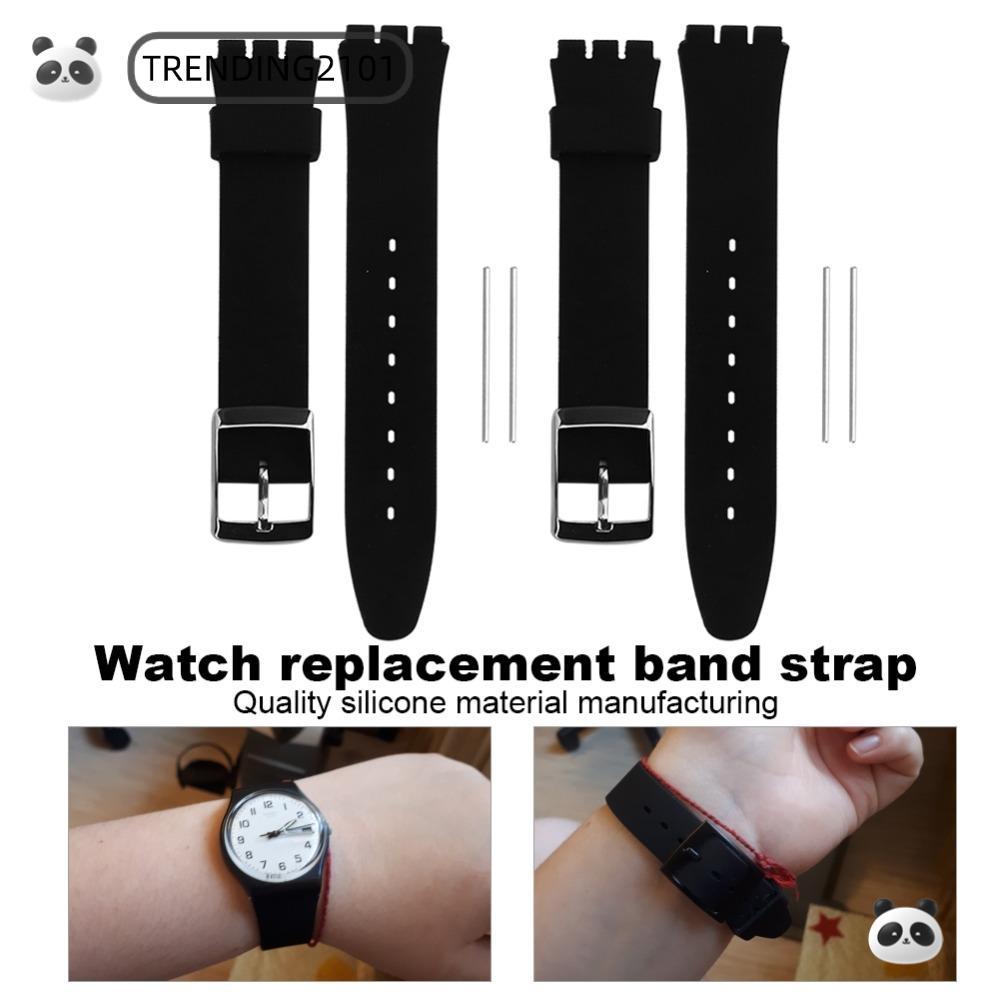 TRENDING 2 chiếc cho dây đeo đồng hồ, Dây đeo đồng hồ silicon 17mm / 19mm màu đen, Dây đeo đồng hồ t
