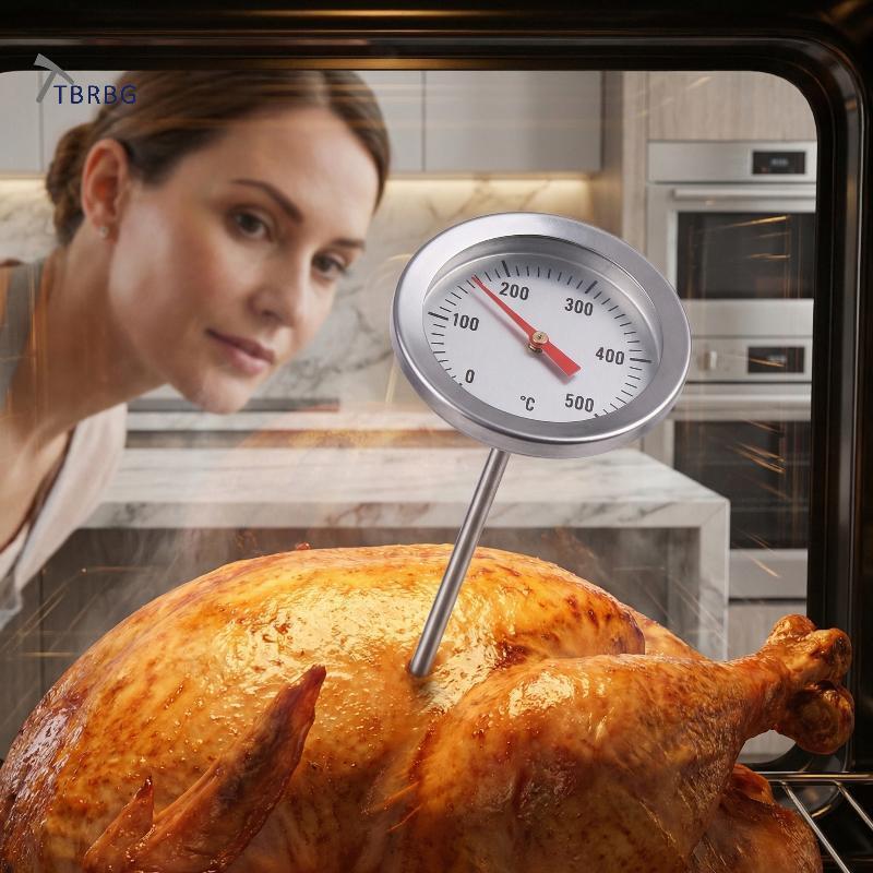 TBSBG 1 Lò nướng bằng thép không gỉ Nhiệt kế lưỡng kim Nhiệt kế BBQ 0-500°Nhiệt kế lò nướng nhiệt độ