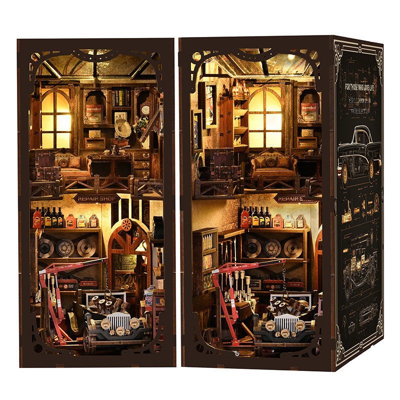 EBT9 [New Products in Stock]Qiaogong Auto Repair Shop DIY Miniature house model building, hand-assem