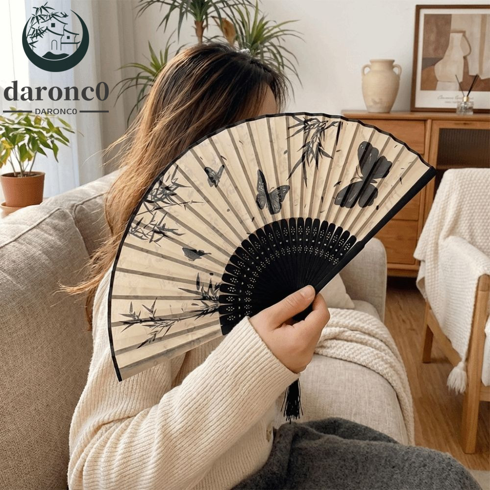 Quạt gấp tay DARONC0, Quạt gấp lụa in hình con bướm