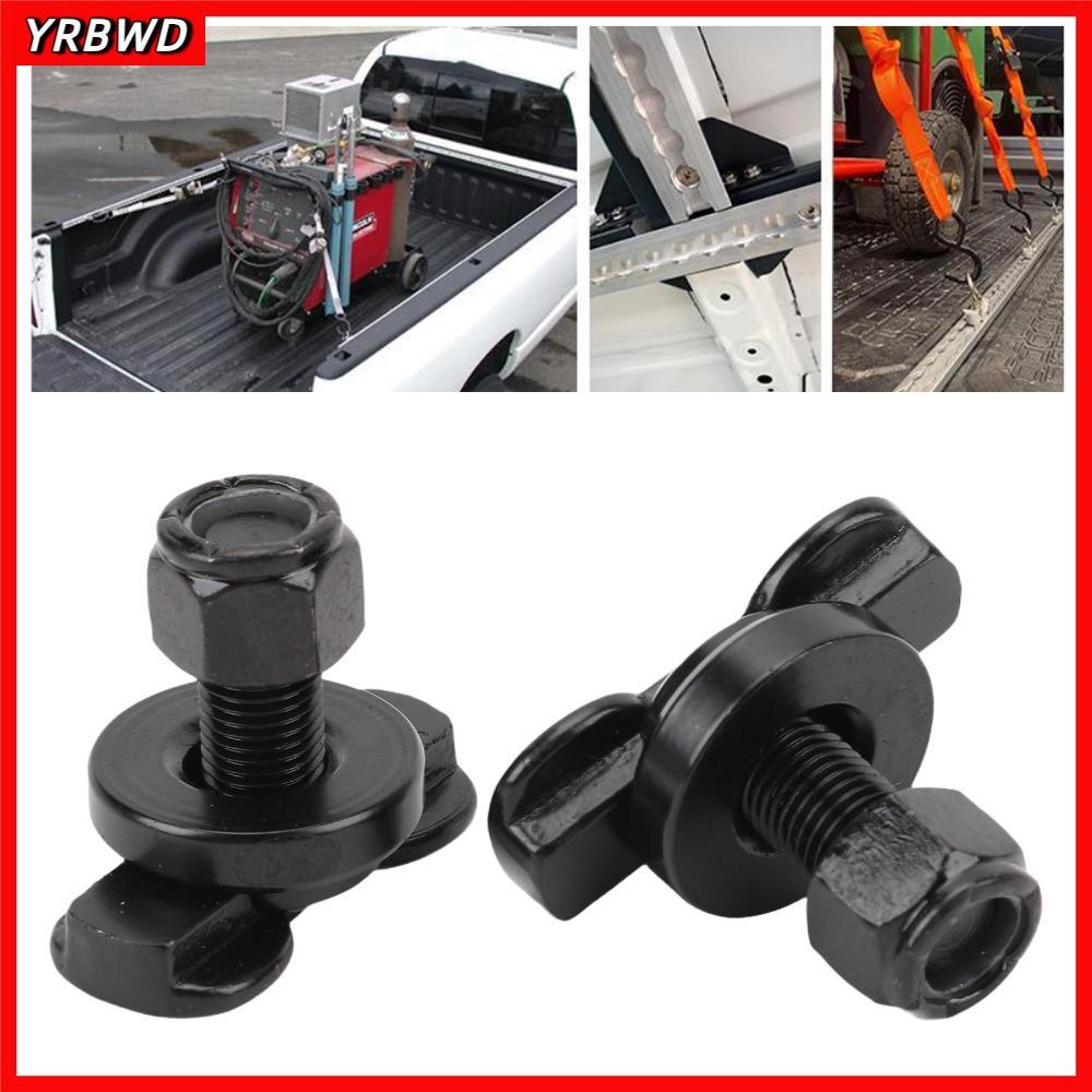 YRBWD 2 Chiếc L Track Stud Lắp, Thép Carbon Đen L Track Đôi Lug, Đường Hàng Không Mạ Kẽm Ren Đinh Xe