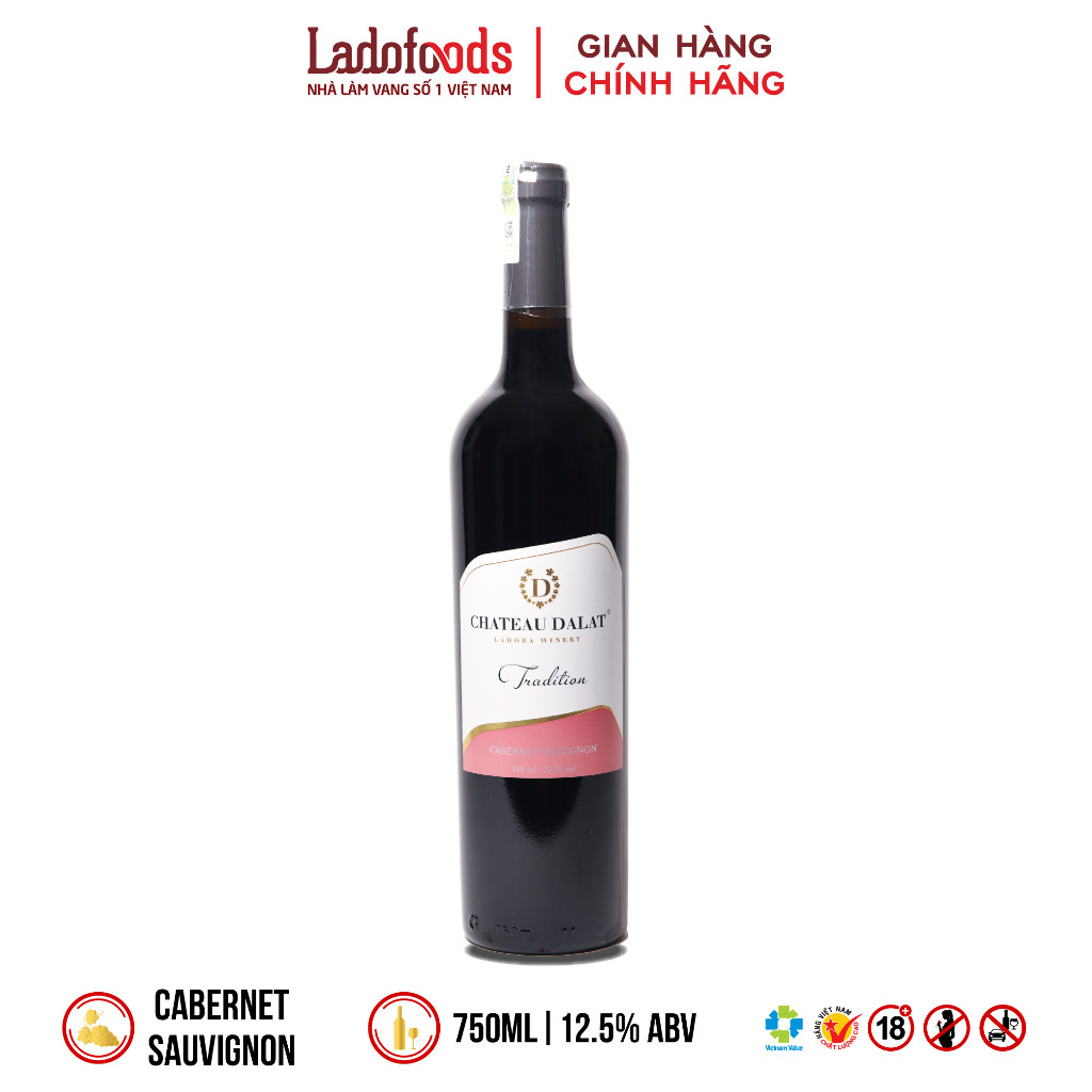 Rượu Vang Đỏ Chateau Dalat Tradition Cabernet Sauvignon 750ML