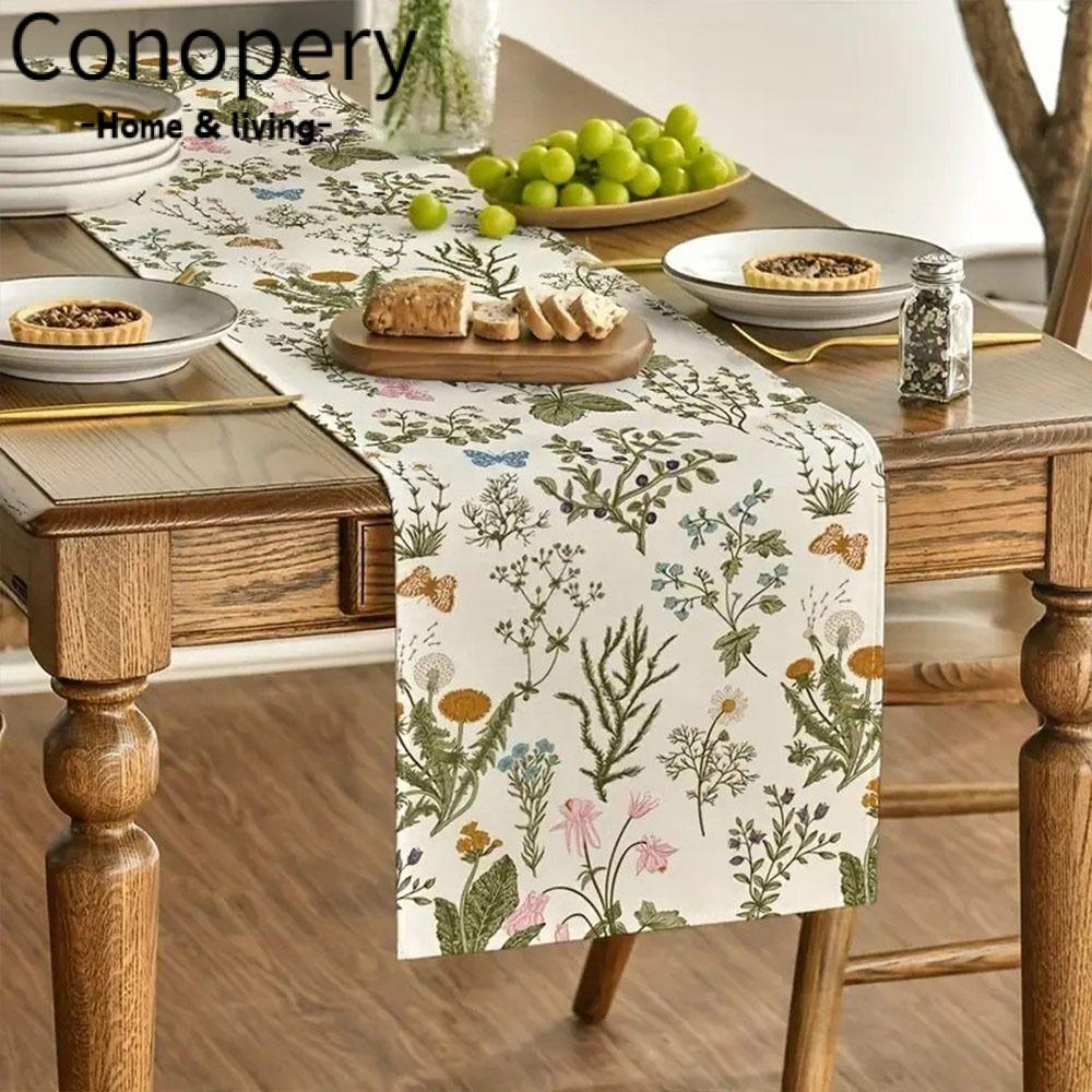 CONOPERY Hoa Bàn Vải, Hoa Văn Cách Nhiệt Bàn Chạy, Vải Lanh Vintage Bướm Trà Bàn Vải Trang Trí