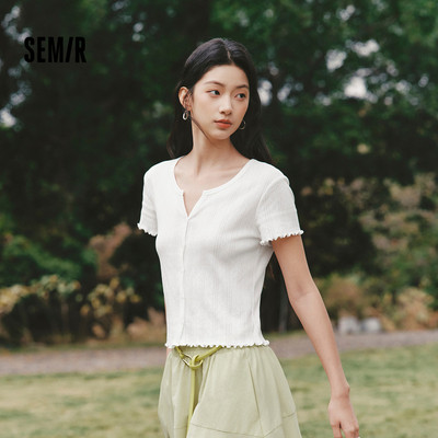 Áo thun nữ Semir chất liệu cotton, mẫu mới mùa hè, kèm cardigan len