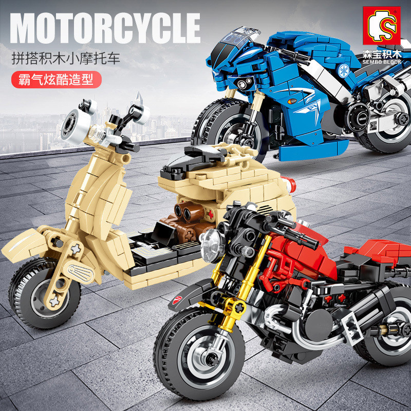 Khối xây dựng xe máy Senbao701102Little Sheep Harley Ducati Mô hình xe đồ chơi lắp ráp Lego tương th