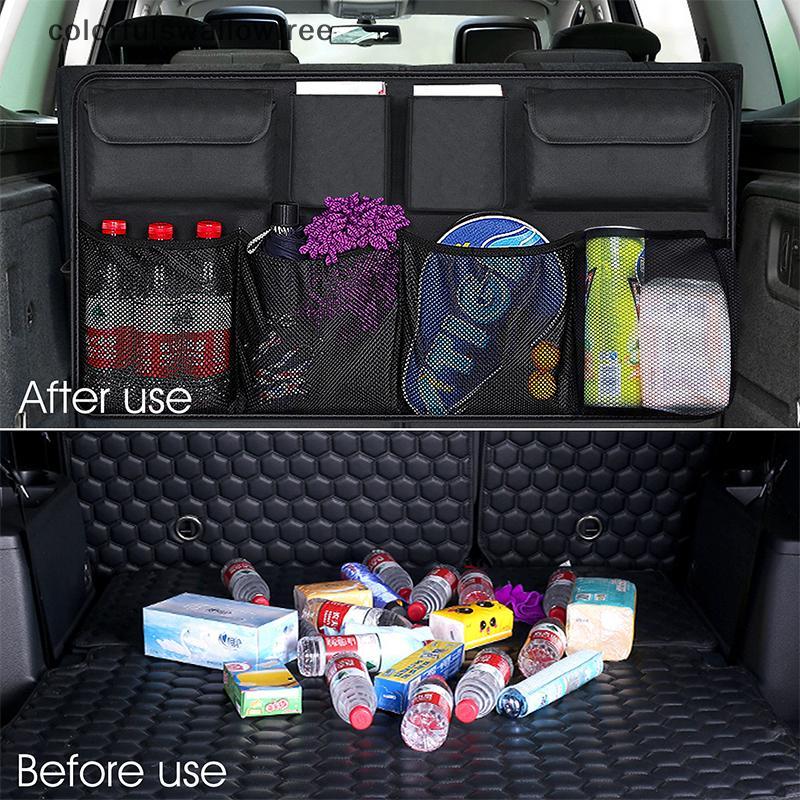Colourswallowfree Car Trunk Organizer Đa Năng Baseat Túi Bảo Quản Lưới Dung Tích Lớn Vải Oxford Đa N
