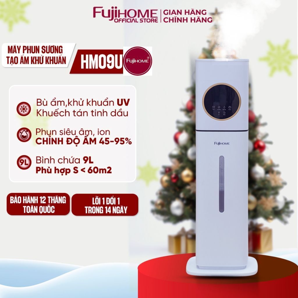 Máy tạo ẩm không khí phun sương Fujihome HM09UV1 Nhập khẩu khuếch tán tinh dầu khử khuẩn bằng tia UV