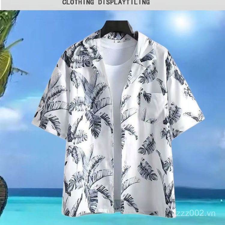 T-Shirt Sơ Mi Hoa Phong Cách Hawaii Cho Nam, Thích Hợp Đi Biển Mùa Hè