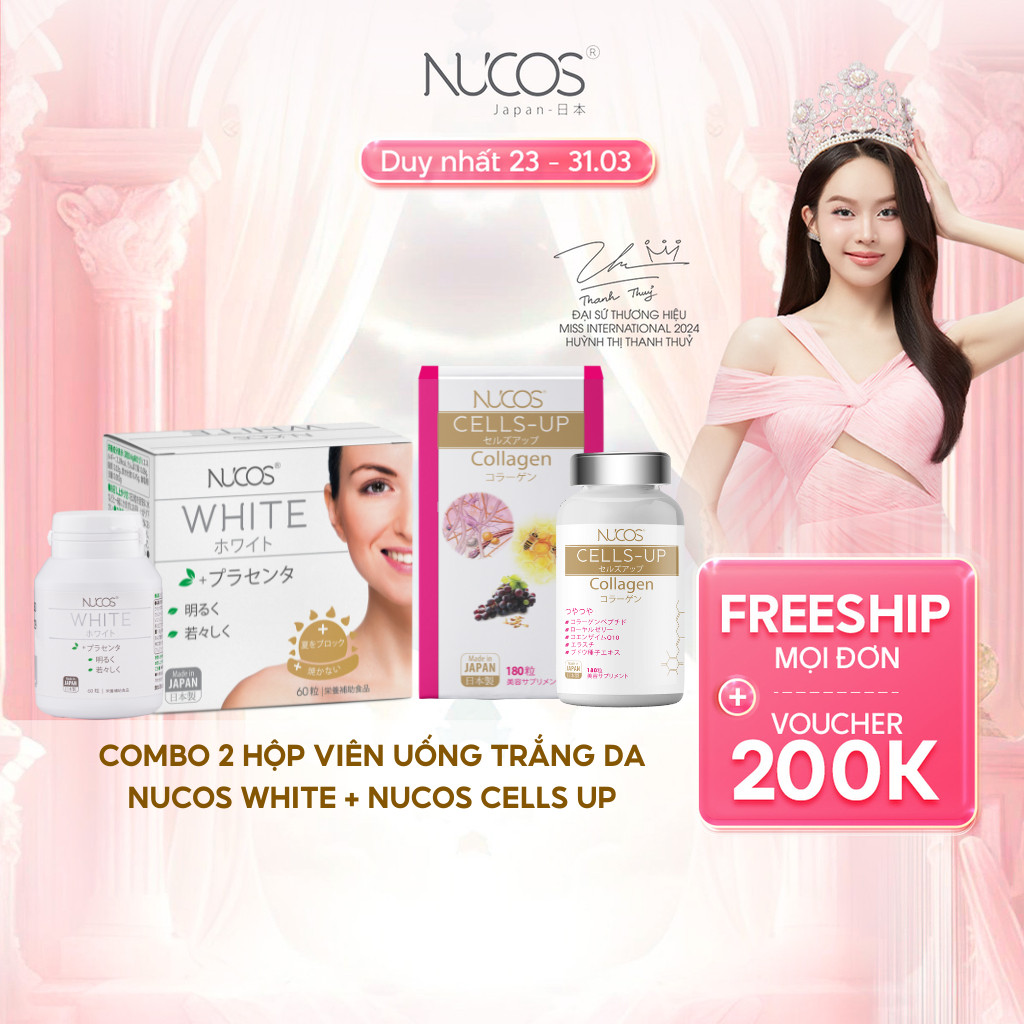 TPBVSK Combo Hỗ Trợ Chống Lão Hoá Viên Uống Nucos White Hộp 60 Viên Và Nucos Cells Up Hộp 180 Viên