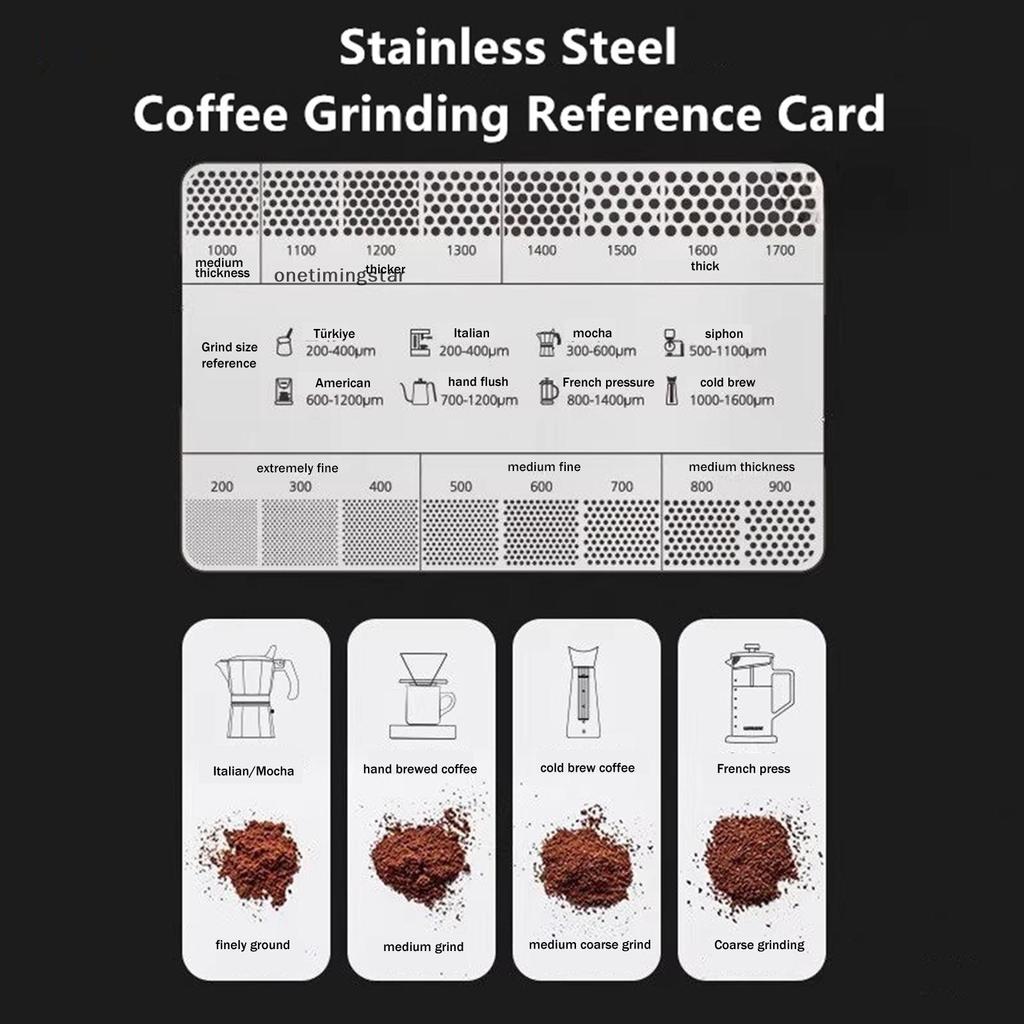 Onetimingstar Coffee Grind Size Reference Card - Bột mài Thinessparison Scale OTS