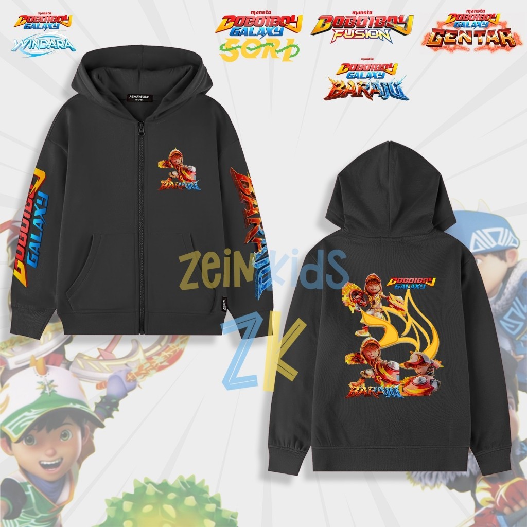 2026 BoboiBoy Galaxy Baraju Nova Cotton Áo Thun Trẻ Em Có Mũ Trùm Đầu / BoboiBoy BooiBoy Zip