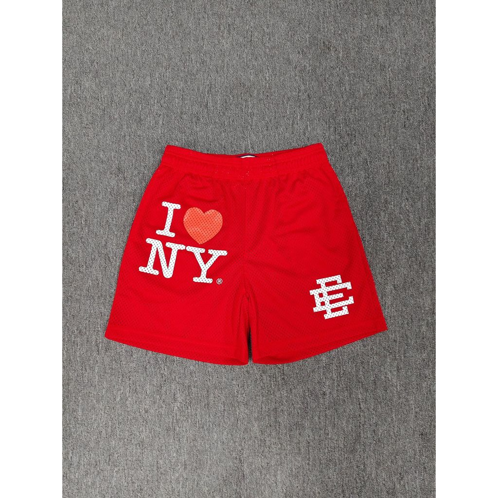 AOWU Eric Emanuel Wind Quarter Pants I Love New York Heart Mesh Sports Pants Fitness Basketball Swim