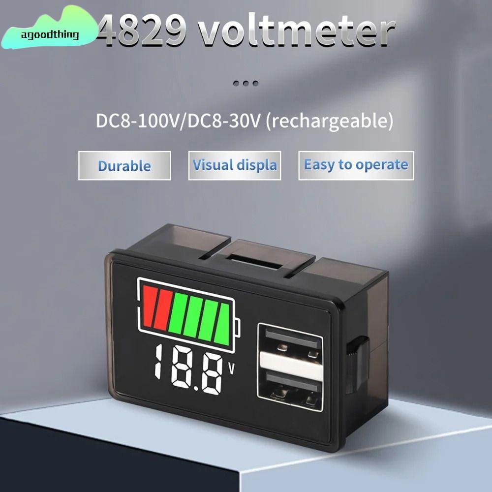 Vôn kế kỹ thuật số AGOODTHING, Chỉ báo dung lượng pin Lithium axit chì DC8-100V DC8-30V, Bộ kiểm tra