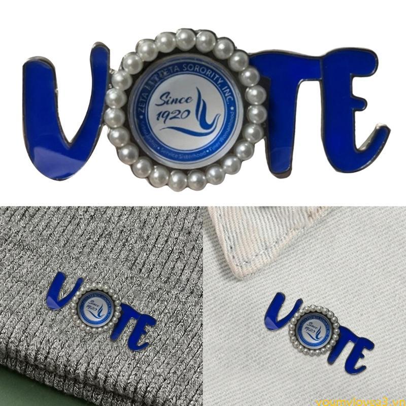 Yml1 Sorority VOTE Pin Hợp Kim Và Ngọc Trai Nữ Họp Thổ Cẩm Từ Thiện Pin Công Cộng