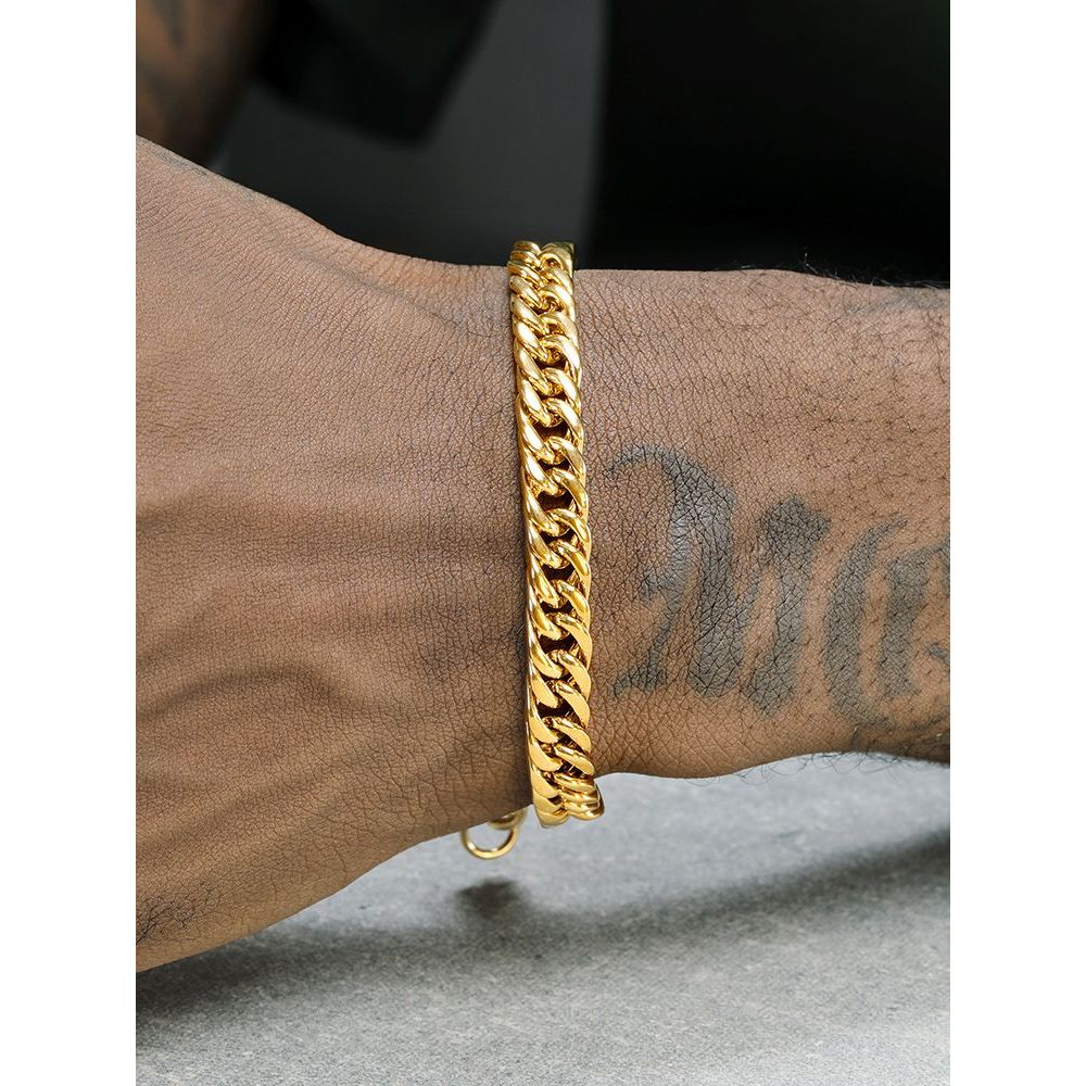 Vàng 18K Cuba Vòng Tay Nam Hip-Hop Châu Âu Mỹ Phổ Biến Vòng Tay Thép Titan Nữ Cao Cấp Vòng Tay
