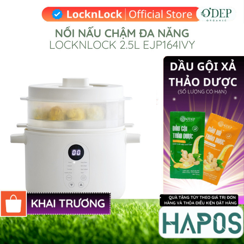 Nồi nấu chậm đa năng Locknlock Bianco Multi-function Slow Cooker 2.5L EJP164IVY - HAPOS HSA