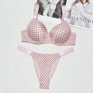 Bộ bikini ren chấm bi họa tiết mới, gồm áo ngực đẩy lên và quần lót mỏng dày thoải mái