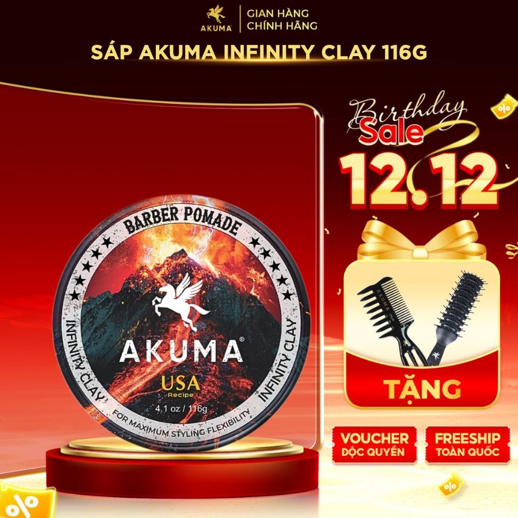 Sáp Vuốt Tóc AKUMA INFINITY CLAY Hàng Chính Hãng, Độ Bóng Mờ Tự Nhiên Akuma