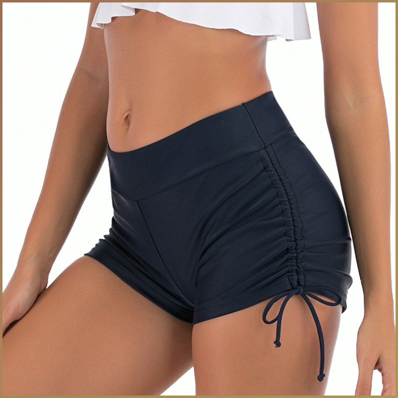 【High Waist/Comfort Stretch】Women's Solid Color Swim Bottoms High Elastic Bikini Beach Shorts