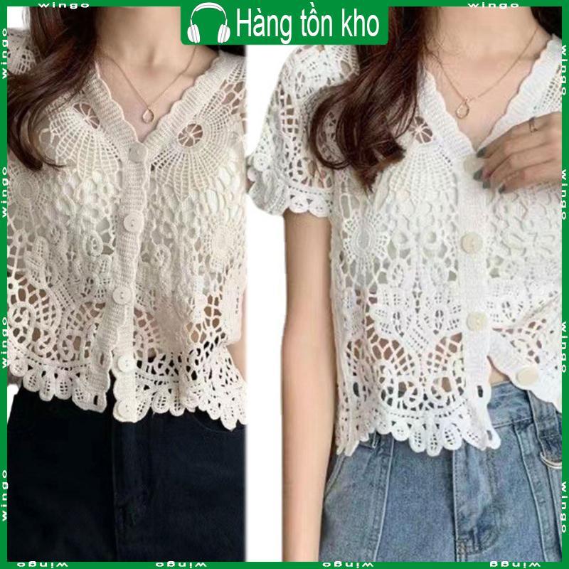 Chân Phép Shrugs Bolero Phong Cách Pháp, Ren Sheer Tay Ngắn, cổ chữ V