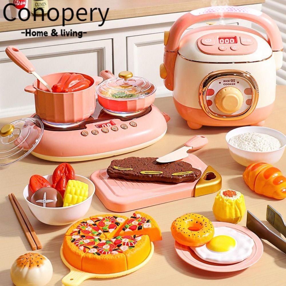 CONOPERY Đồ chơi nấu ăn mô phỏng, Bộ đồ chơi nhà bếp Mini ngộ nghĩnh, Đồ chơi nấu ăn điện Đồ chơi nấ