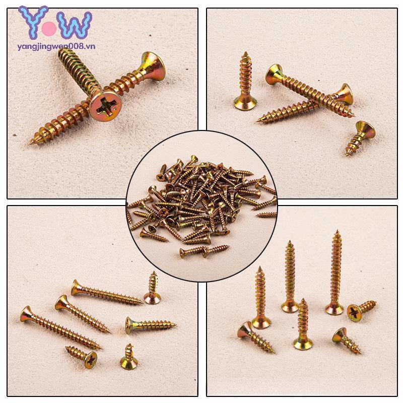 YANGWEN 520 Cái M3.5 Đầu chìm Bộ vít tự khai thác Bộ vít mạ kẽm màu sắc để trang trí nhà cửa công ng