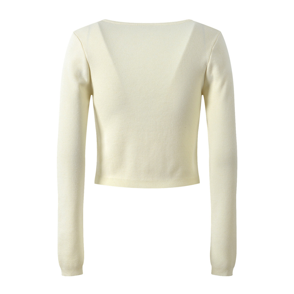 R5FM Sand‘’‘’ 2025Spring New Design Bear Doll Fashion Versatile Youthful Short Round Neck Knitted Ca