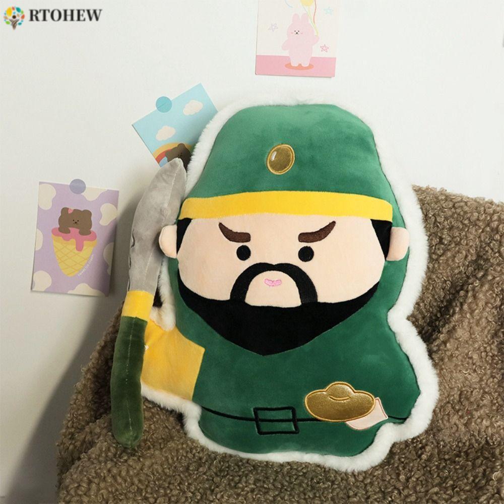 RTOHEW Wealth God Gối sang trọng, Guan Gong God of Wealth God of Longevity Toy, Trang trí nhà cửa We