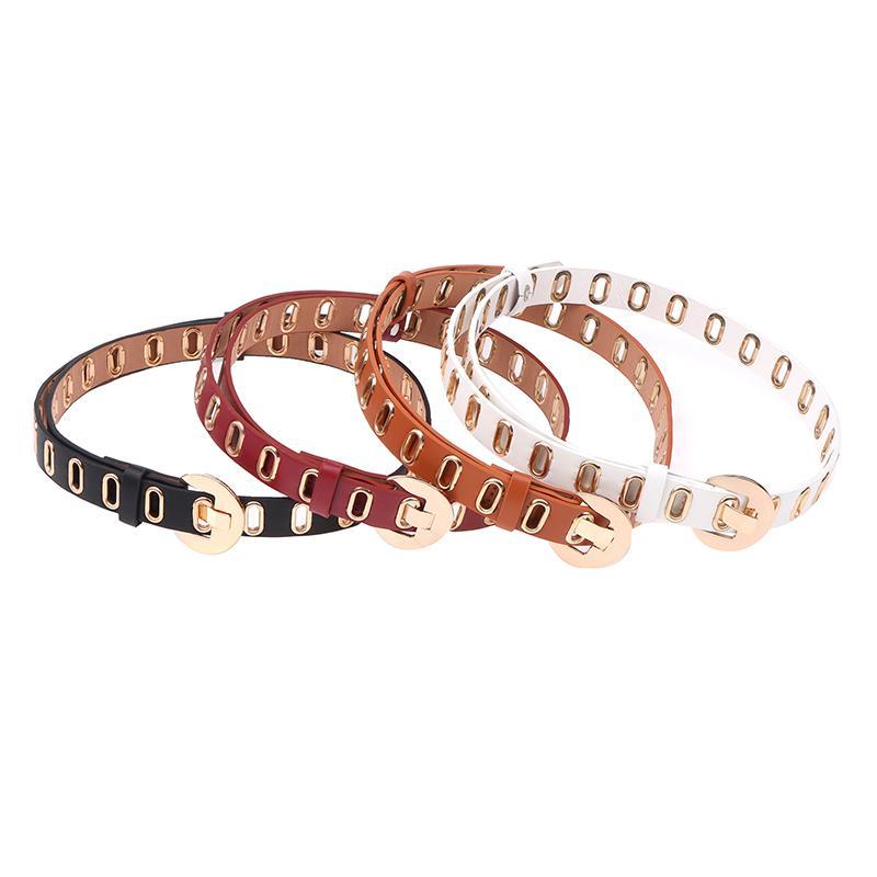 MACTEAM Mới Grunge Nữ Thắt Lưng Có Thể Điều Chỉnh Lỗ grunge Punk Thắt Lưng Nữ Hợp Kim Pin Khóa Da PU