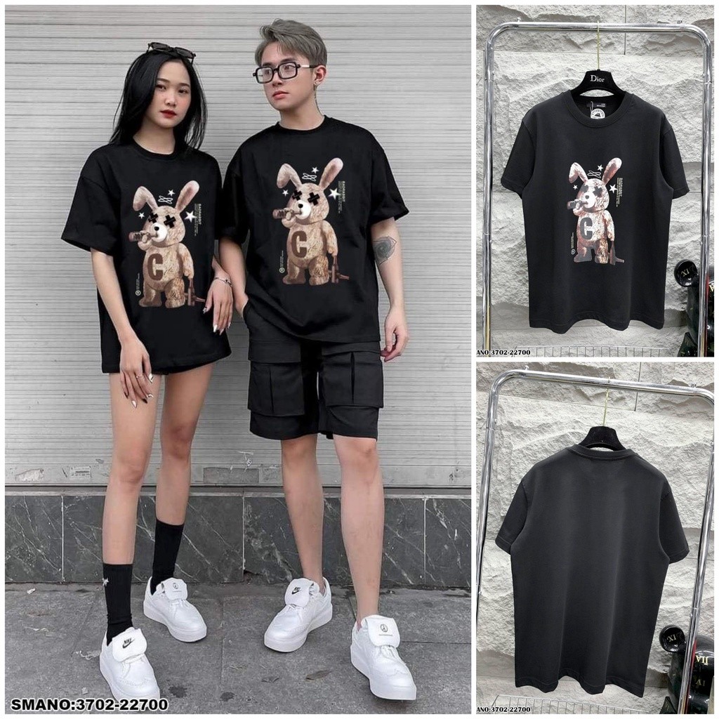 (COD) Áo Thun Cổ Tròn Gấu MOSCHINO Sành Điệu, Áo Đôi Nam Nữ Phong Cách Hè