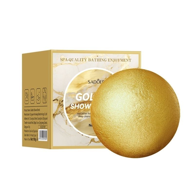All English SADOER Golden Bath Salt Ball 100g Bóng chìm Làm sạch toàn thân Bóng nổ Bồn tắm#G1. 12c #