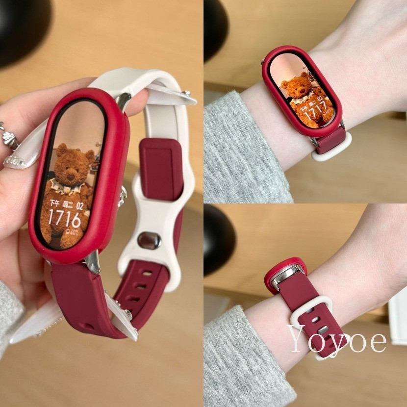 Nửa Vỏ Mềm + Dây Đeo Silicon Cho Xiaomi Mi Band 10 9 8 Vòng Tay NFC Dây Đeo Tay Cho Mi Band 10 9 Dây