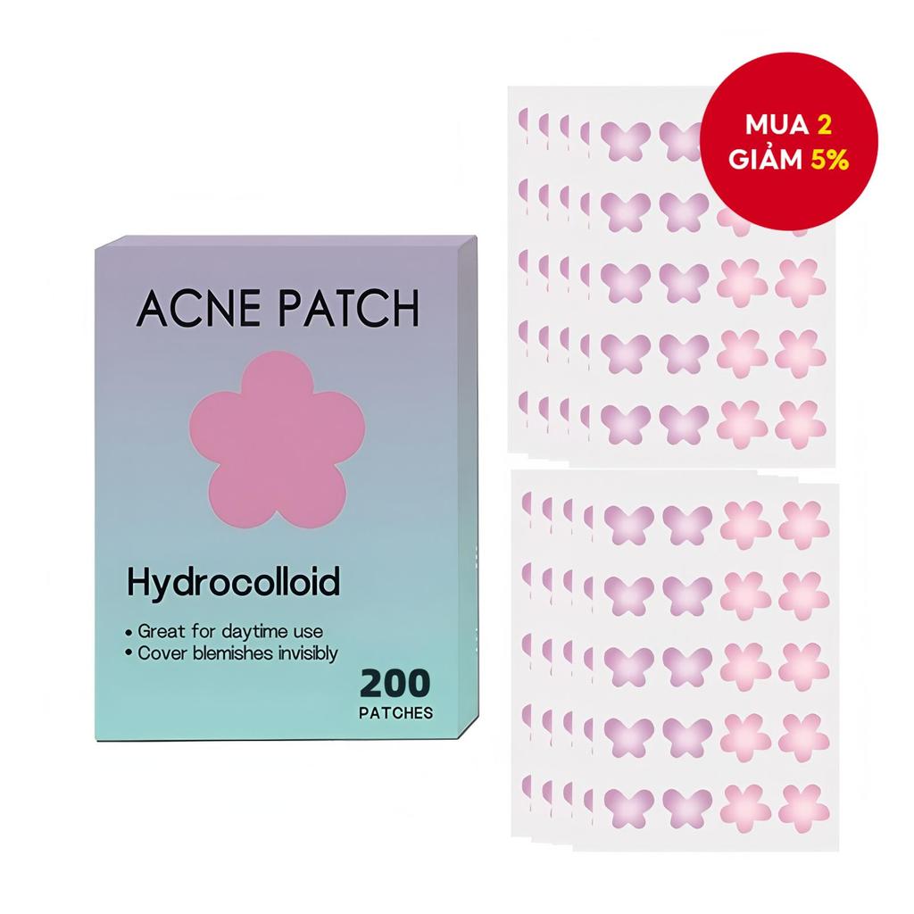 200 miếng dán mụn cho mặt, miếng dán mụn hydrocolloid cho mặt, miếng dán mụn vô hình, miếng dán che 