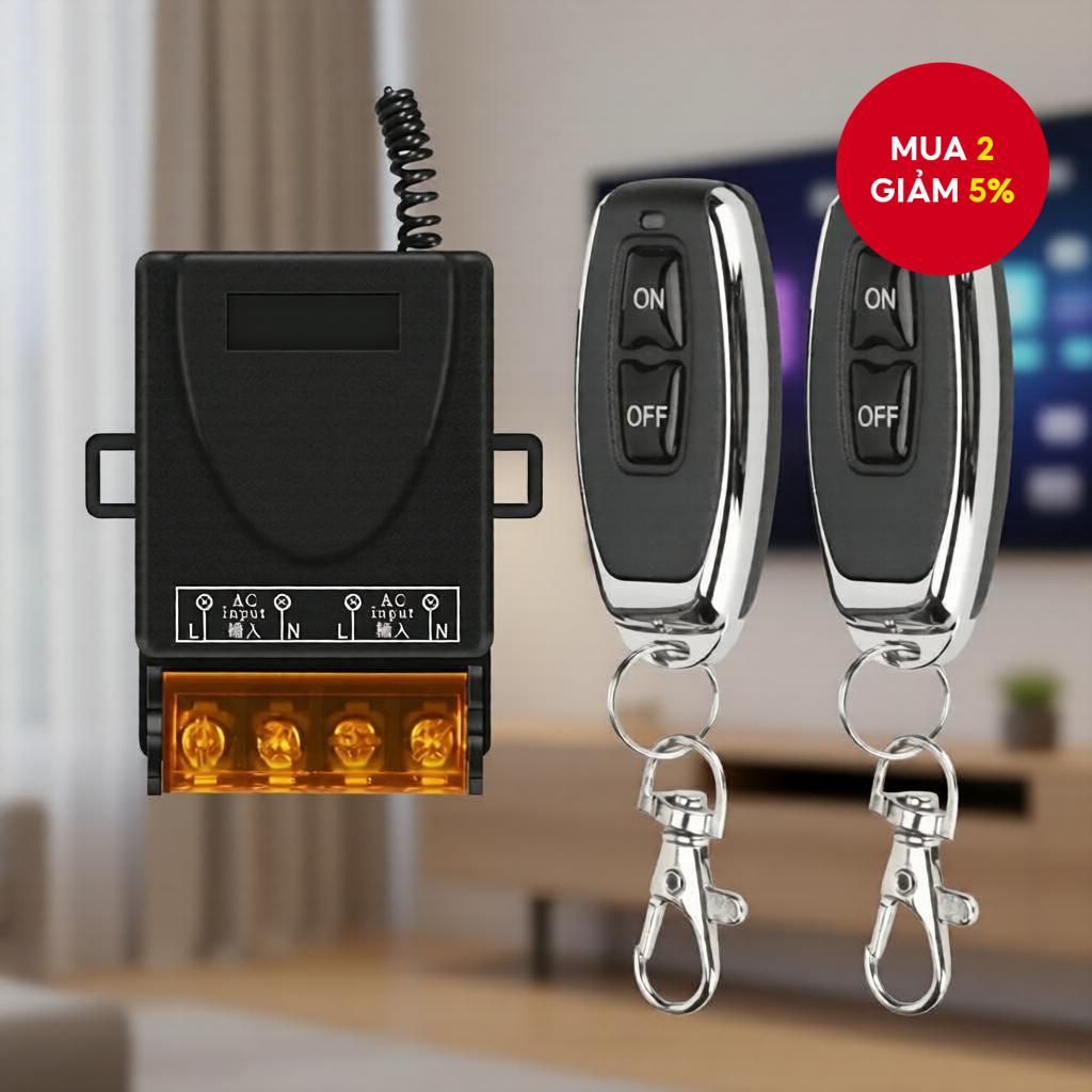 Bộ điều khiển nhận 30A relay 1 kênh AC 110/220V RF 433MHz và điều khiển từ xa không dây 2 nút 433MHz