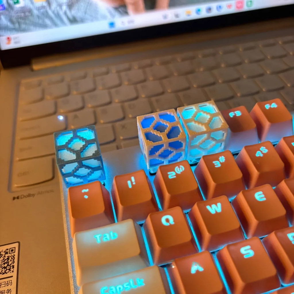 Keycap Minecraft Kim Cương Trong Suốt Phát Sáng, Nút Bấm Phím Cơ Cherry MX