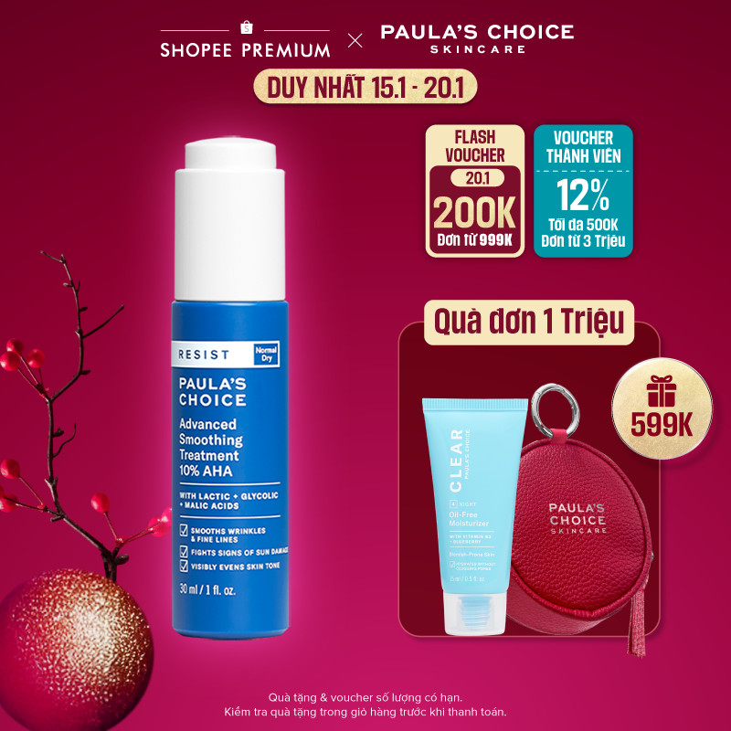 Lotion làm sáng mịn da giúp da căng bóng Paula's Choice Resist Advanced Smoothing Treatment 10% AHA 