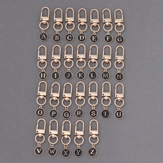 Hợp Kim Đen Nhỏ Giọt Dầu Chữ A-Z Mặt Dây Chuyền Móc Khóa Túi Dễ Thương Móc Khóa Phụ Kiện Quà Tặng