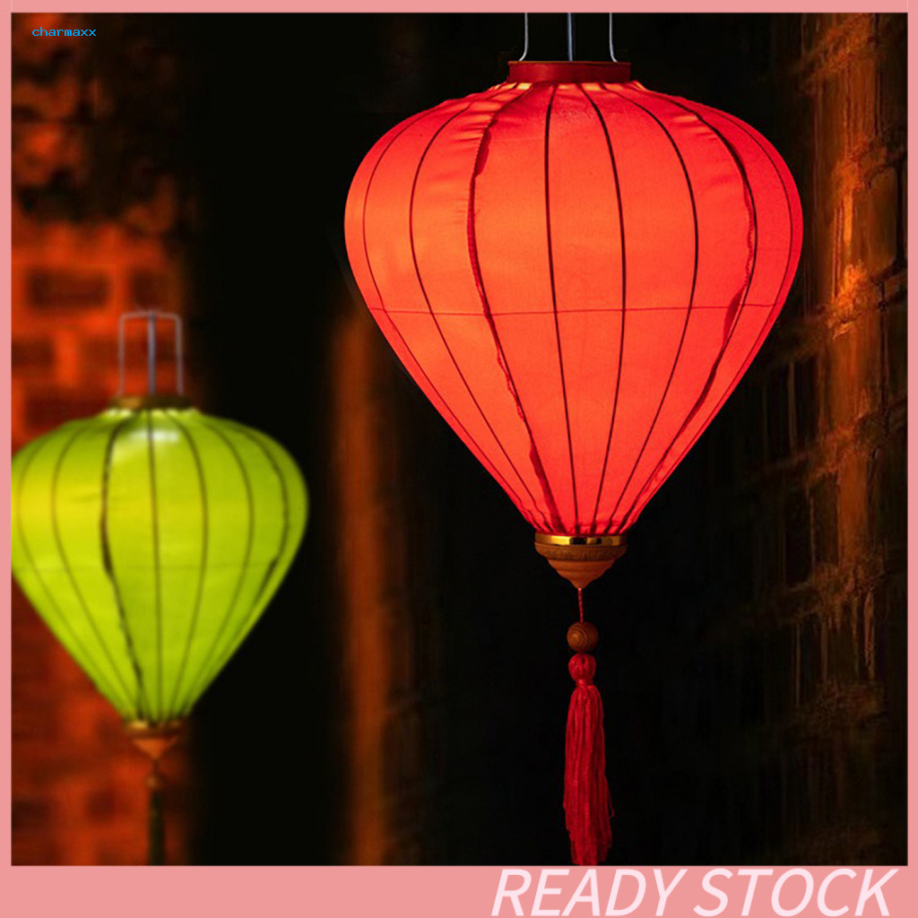 Đèn lồng giả lụa Trung Quốc CM Đèn lồng truyền thống Trung Quốc hình bầu dục Đèn lồng lụa giả có tua