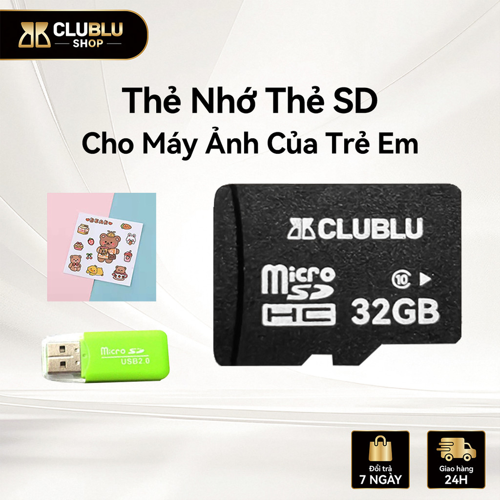 CLUBLU Thẻ Nhớ Micro SD 32GB Class 10 Tốc Độ Cao Kèm Đầu Đọc Cho Máy Ảnh Kỹ Thuật Số & In Nhiệt (TF)