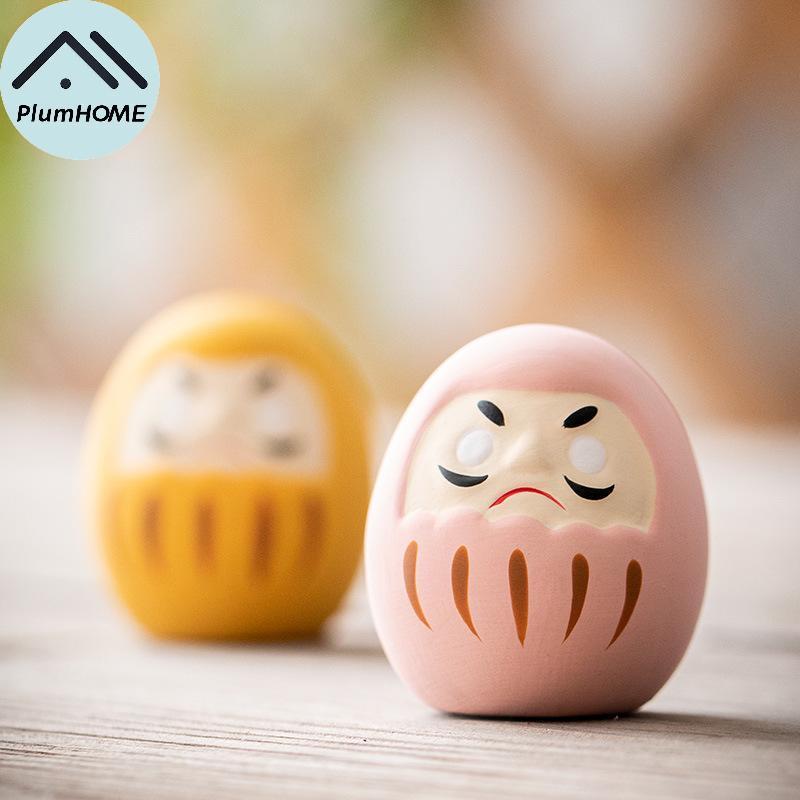 PlumHOME Nhật Bản Gốm Daruma Tượng Daruma Tumbler Thủ Công Luy Fortune Trang Trí Phong Cảnh Búp Bê D